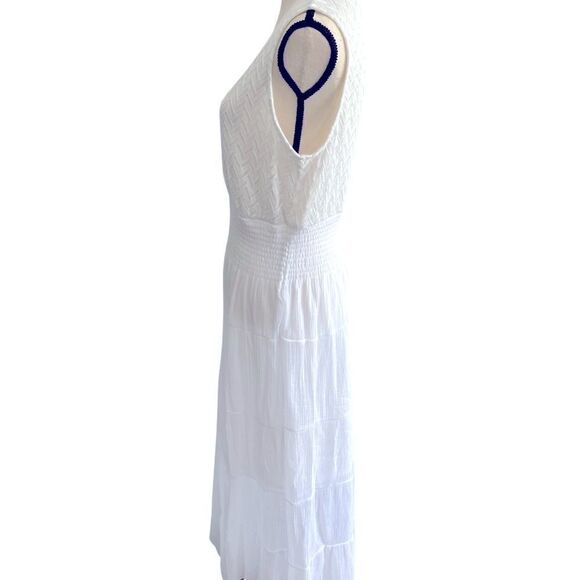 J Gee White Midi Peasant Dress, tired Lace Bodice Boho Size:XL Color: White - Picture 4 of 9